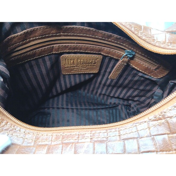 Jack Georges Buffalo Leather Midtown Shoulder Bag Woven Brown Voyager Collection - Picture 9 of 10